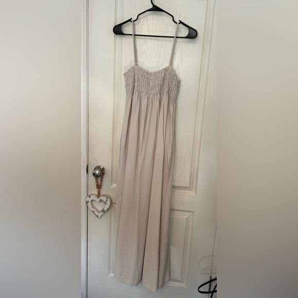 A.C.W. Dresses & Skirts - Light Beige Smocked Maxi Dress with Spaghetti Straps
